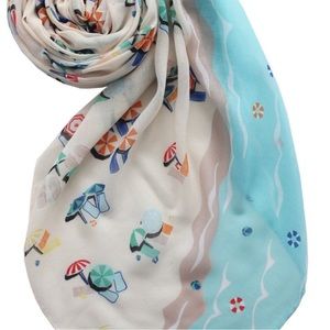 Printed Village THE BEACH Scarf Shawl Wrap Cover-Up Multi-Color